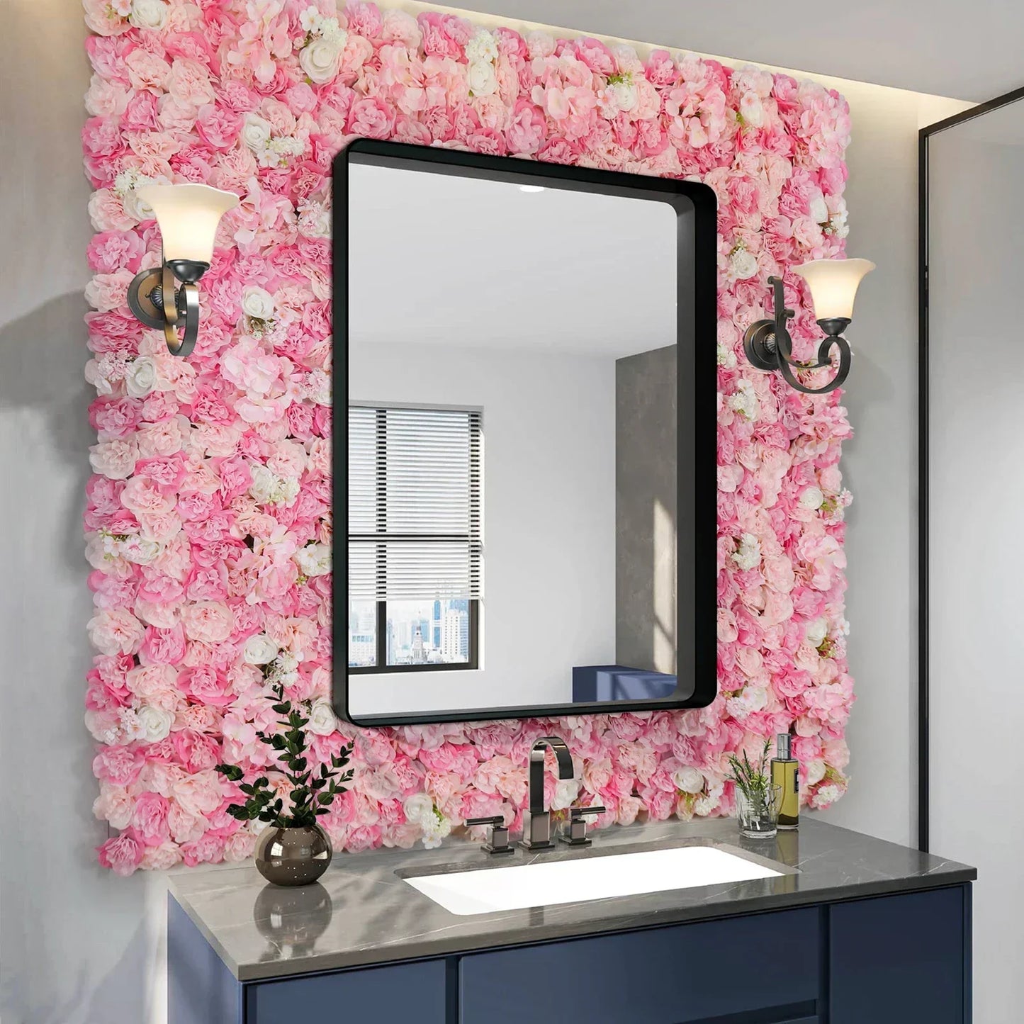 12PCS Artificial Flowers Roses Wall Panel 3D Flower Backdrop Outdoor Decoration