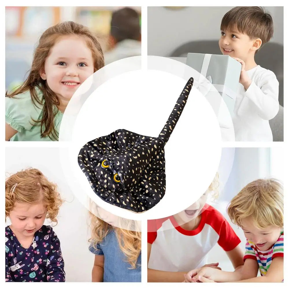 Snuggly Black Diamond Stingray Plush – Cute Ocean Pillow for Kids