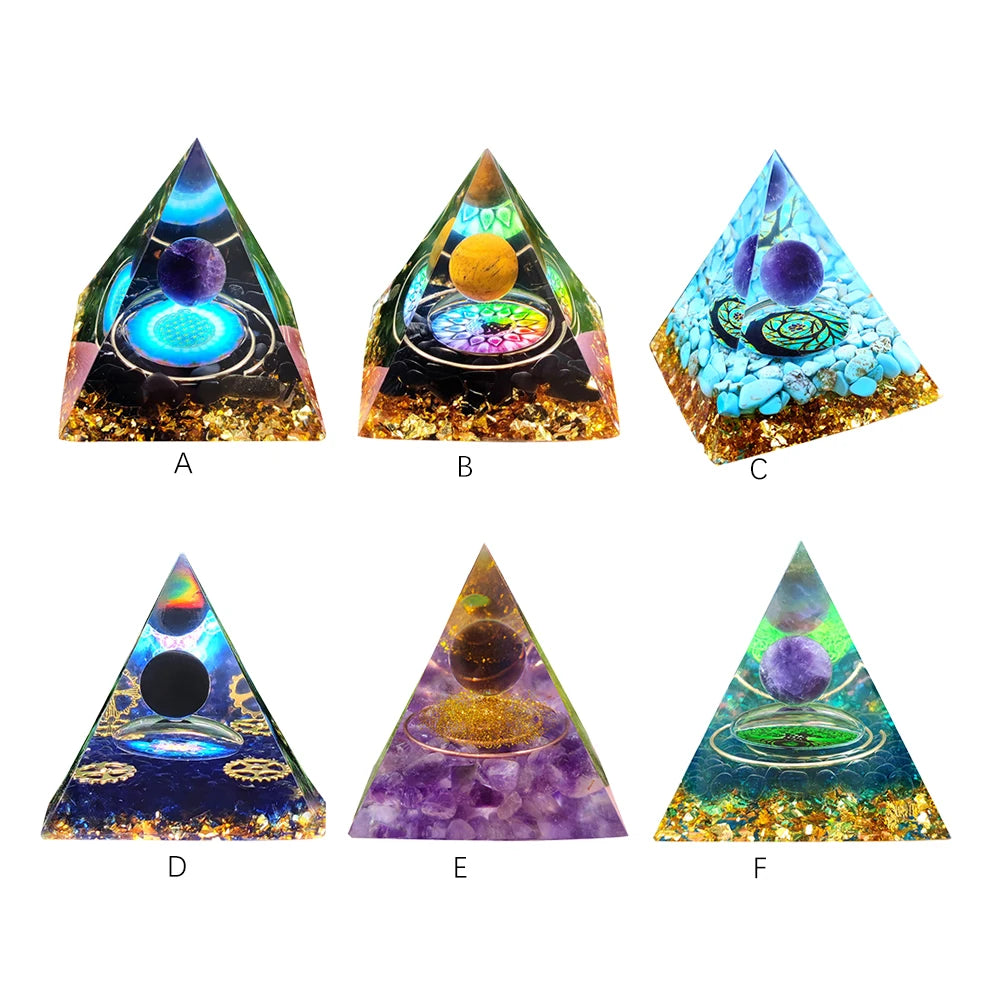 Transparent Crystal Orgonite Pyramid Sculpture Resin Art Craft Decor