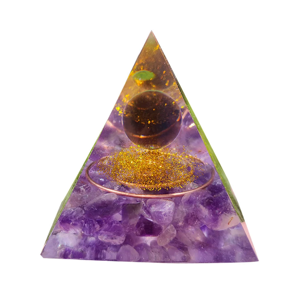 Transparent Crystal Orgonite Pyramid Sculpture Resin Art Craft Decor