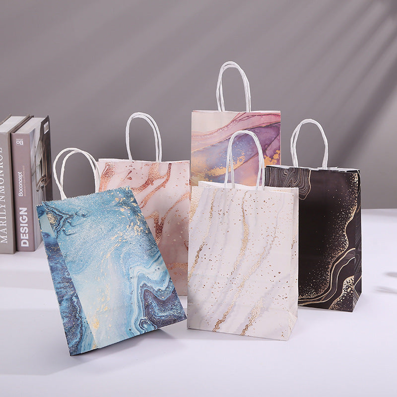 Elegant Marble Design Gift Bag with Handle 5pcs