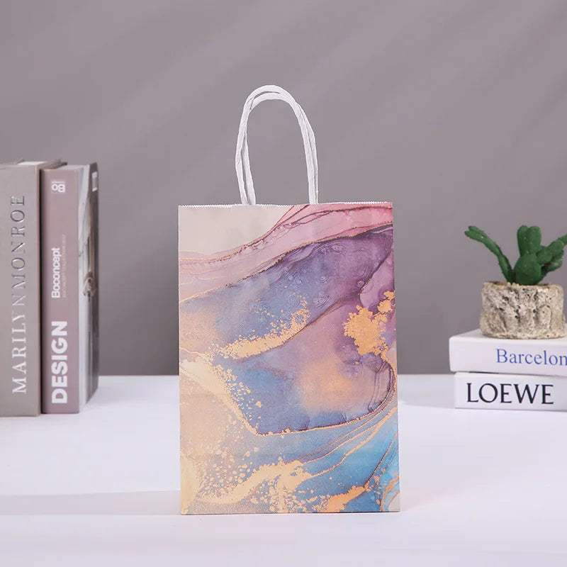Elegant Marble Design Gift Bag with Handle 5pcs