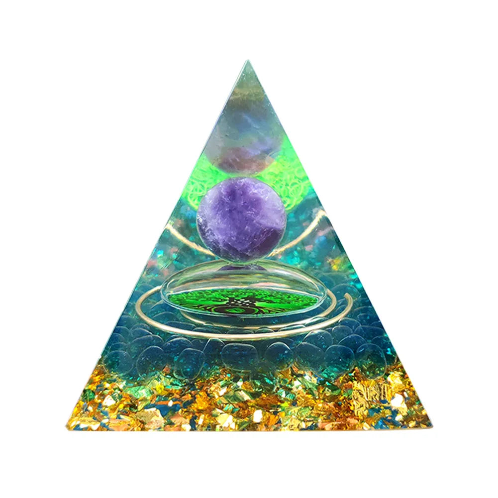 Transparent Crystal Orgonite Pyramid Sculpture Resin Art Craft Decor