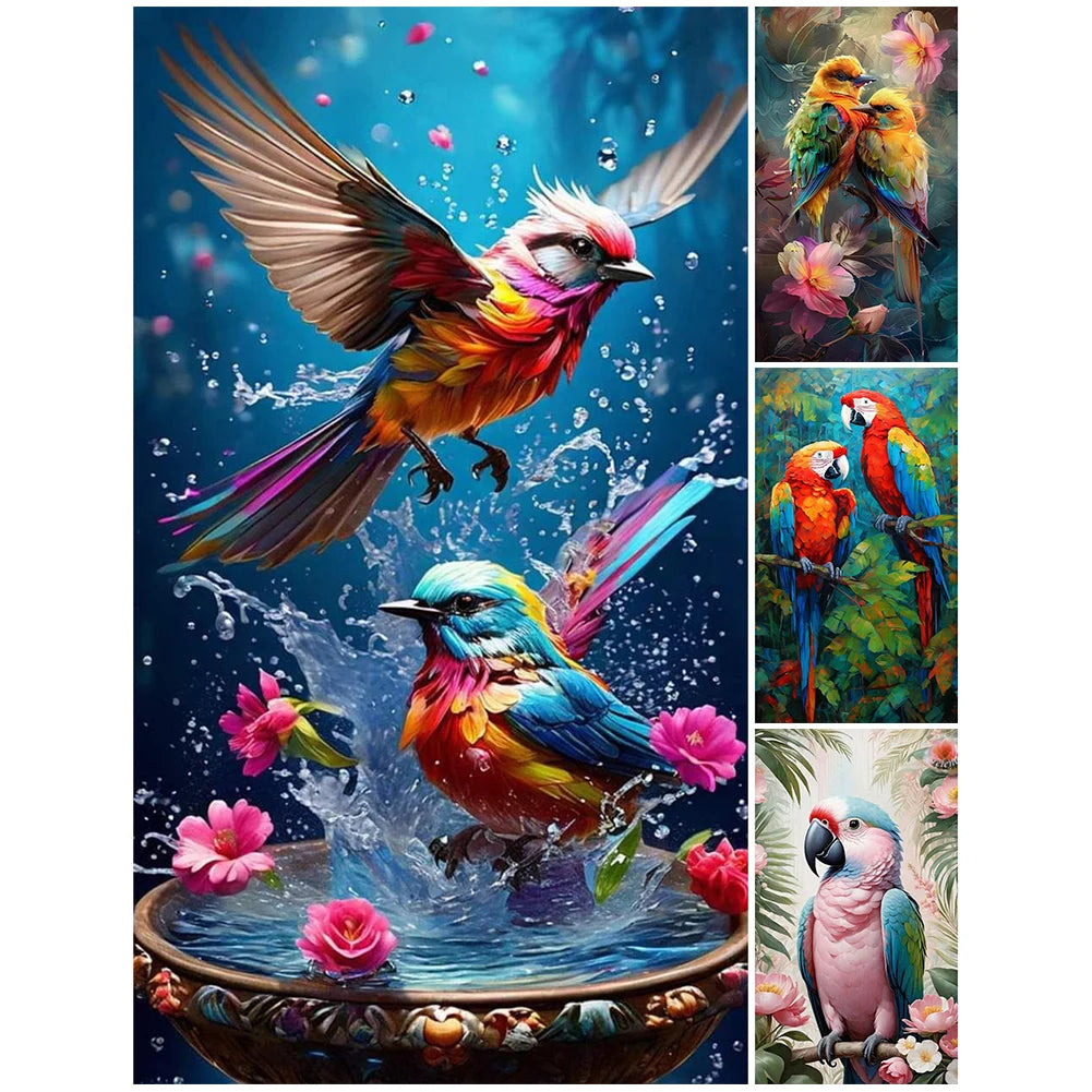 5D DIY Full Round Drill Diamond Painting Bird Kit Home Decor Art Craft 40x70cm
