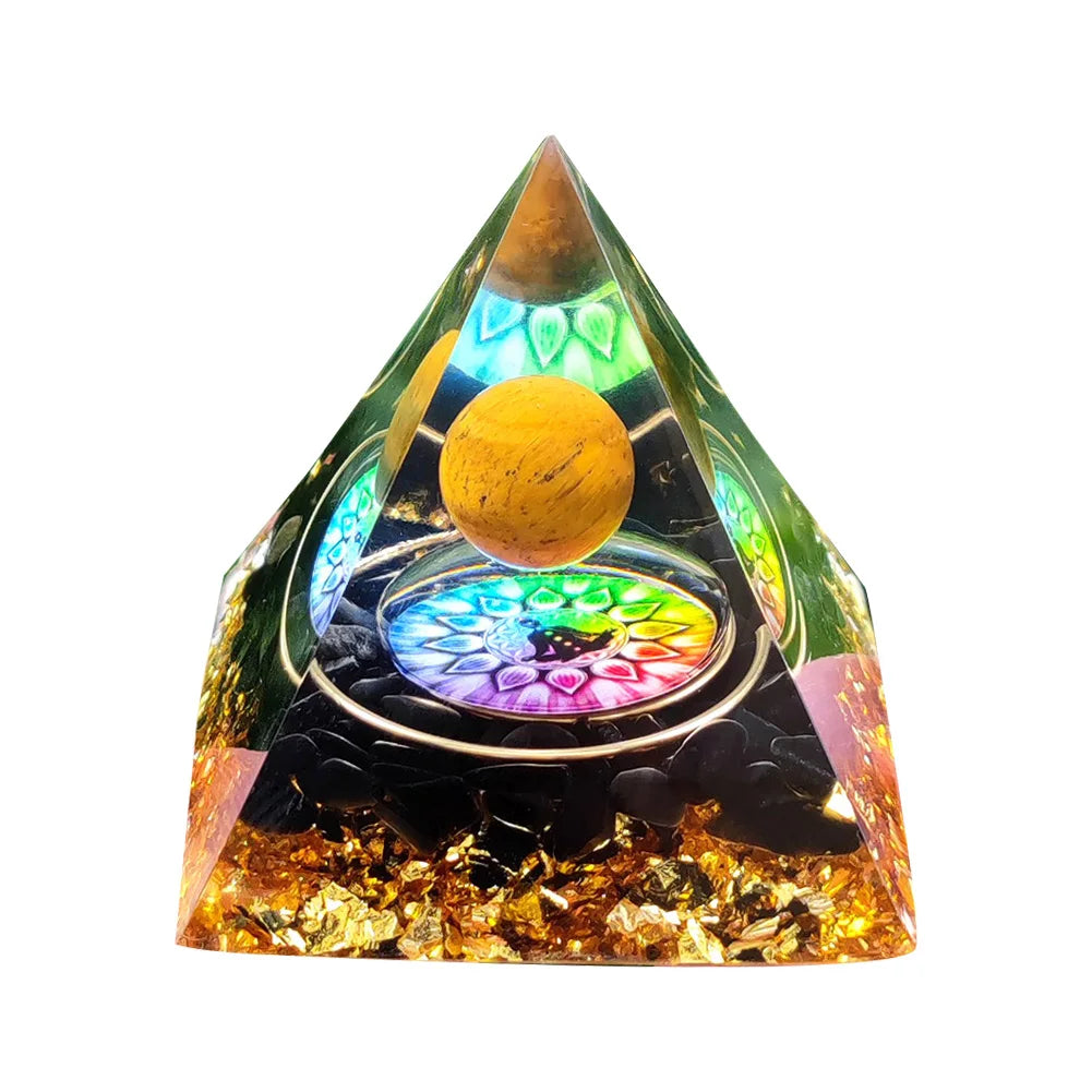 Transparent Crystal Orgonite Pyramid Sculpture Resin Art Craft Decor