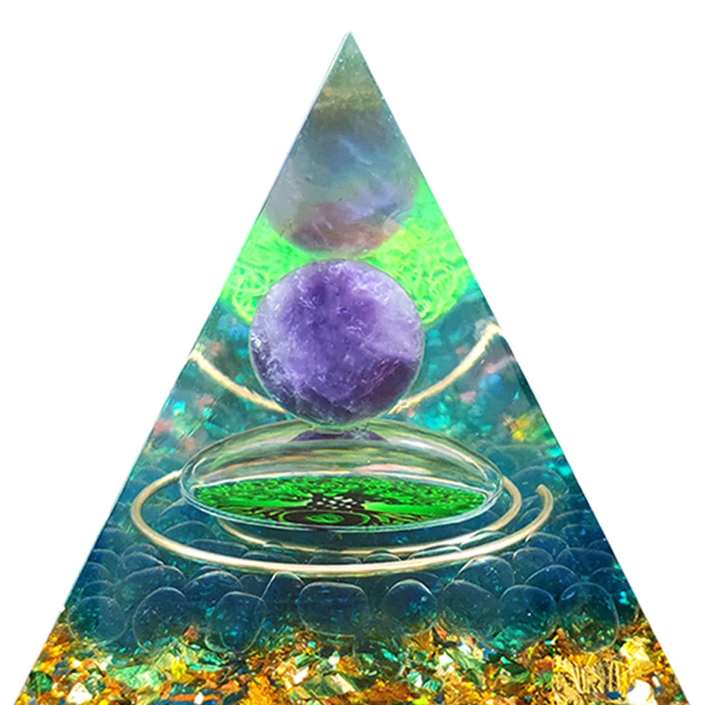 Transparent Crystal Orgonite Pyramid Sculpture Resin Art Craft Decor
