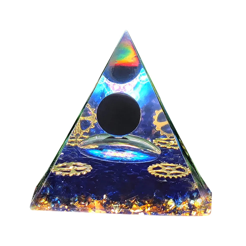 Transparent Crystal Orgonite Pyramid Sculpture Resin Art Craft Decor