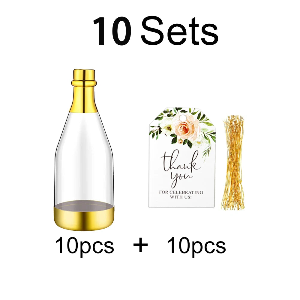 Gold Champagne Bottle Party Gift Boxes (10-Pack)