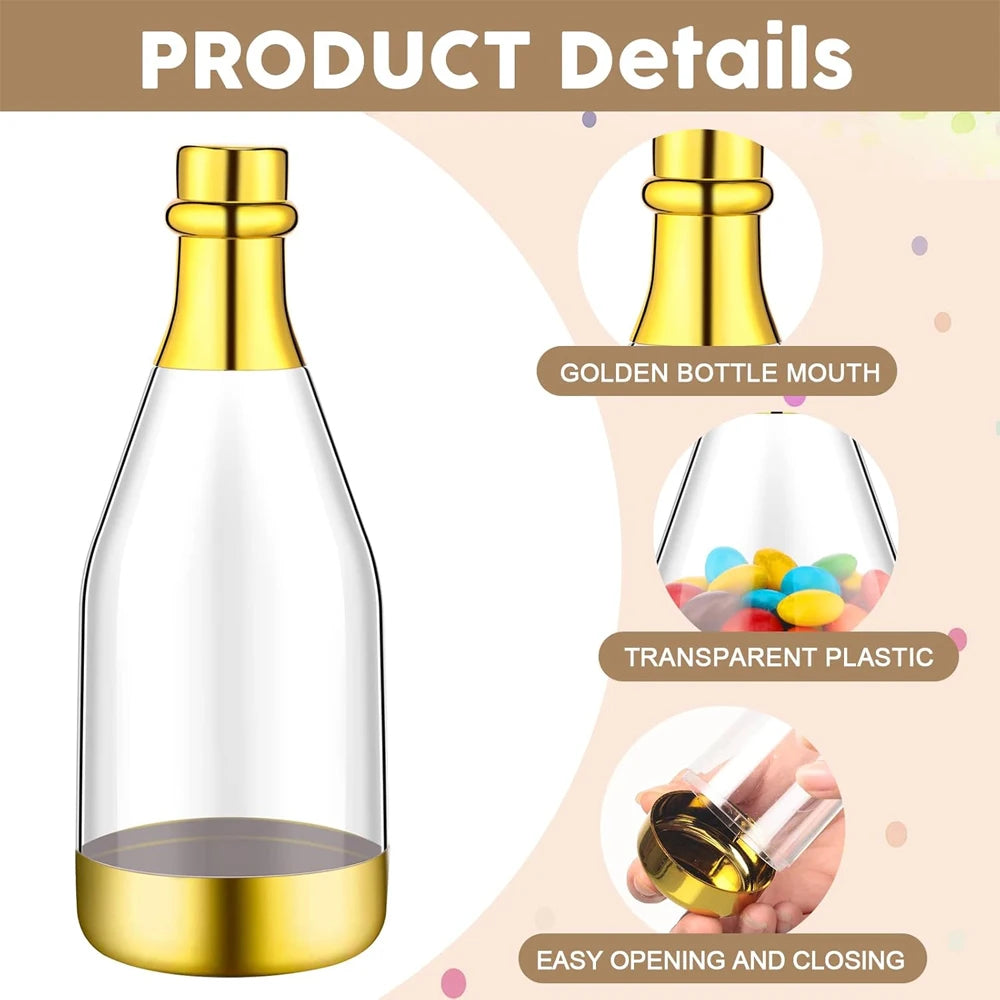 Gold Champagne Bottle Party Gift Boxes (10-Pack)