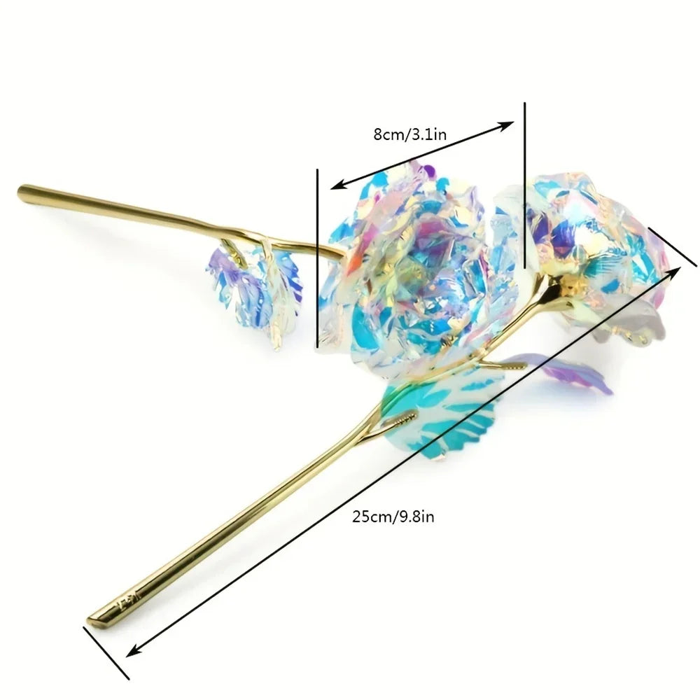 10pcs Eternal Rose Colorful Gold Rose Mother's Day Valentine's Day Simulation Gold Pot Foil Flower Gift Home Decoration
