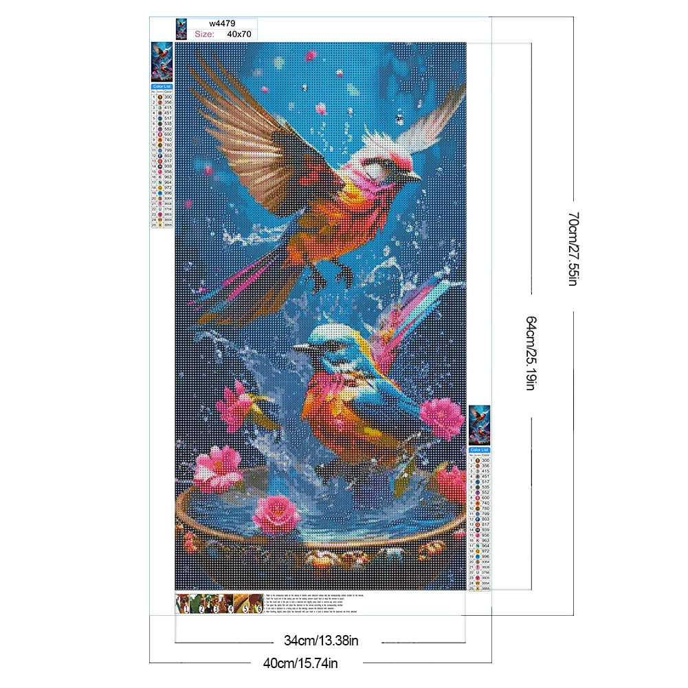5D DIY Full Round Drill Diamond Painting Bird Kit Home Decor Art Craft 40x70cm