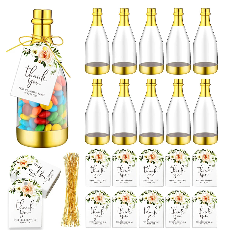 Gold Champagne Bottle Party Gift Boxes (10-Pack)