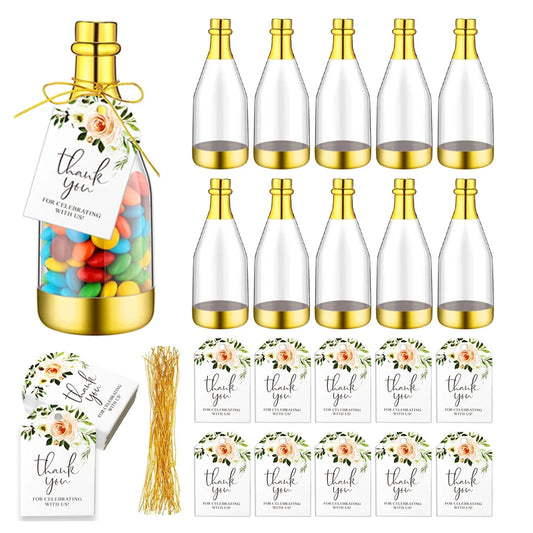 Gold Champagne Bottle Party Gift Boxes (10-Pack)