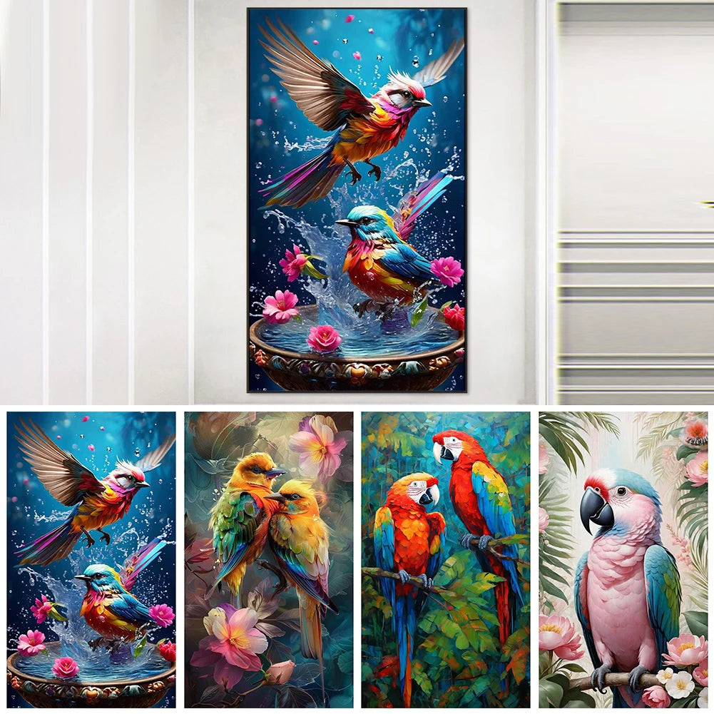 5D DIY Full Round Drill Diamond Painting Bird Kit Home Decor Art Craft 40x70cm