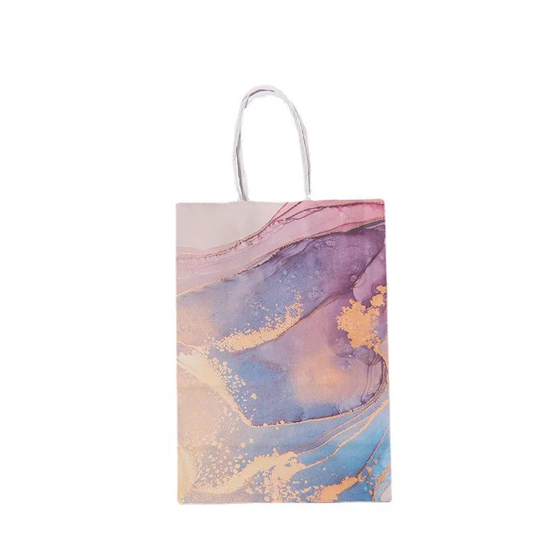 Elegant Marble Design Gift Bag with Handle 5pcs