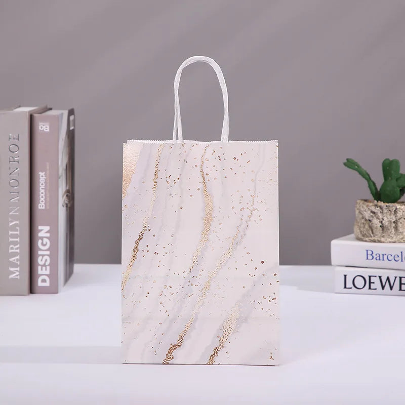 Elegant Marble Design Gift Bag with Handle 5pcs