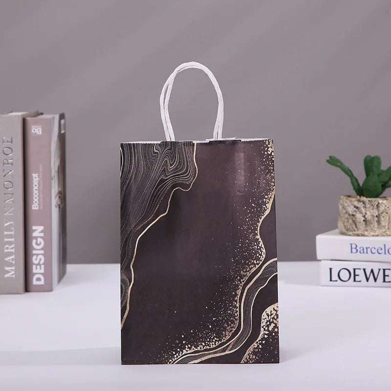 Elegant Marble Design Gift Bag with Handle 5pcs