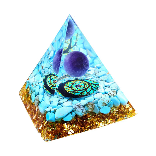Transparent Crystal Orgonite Pyramid Sculpture Resin Art Craft Decor
