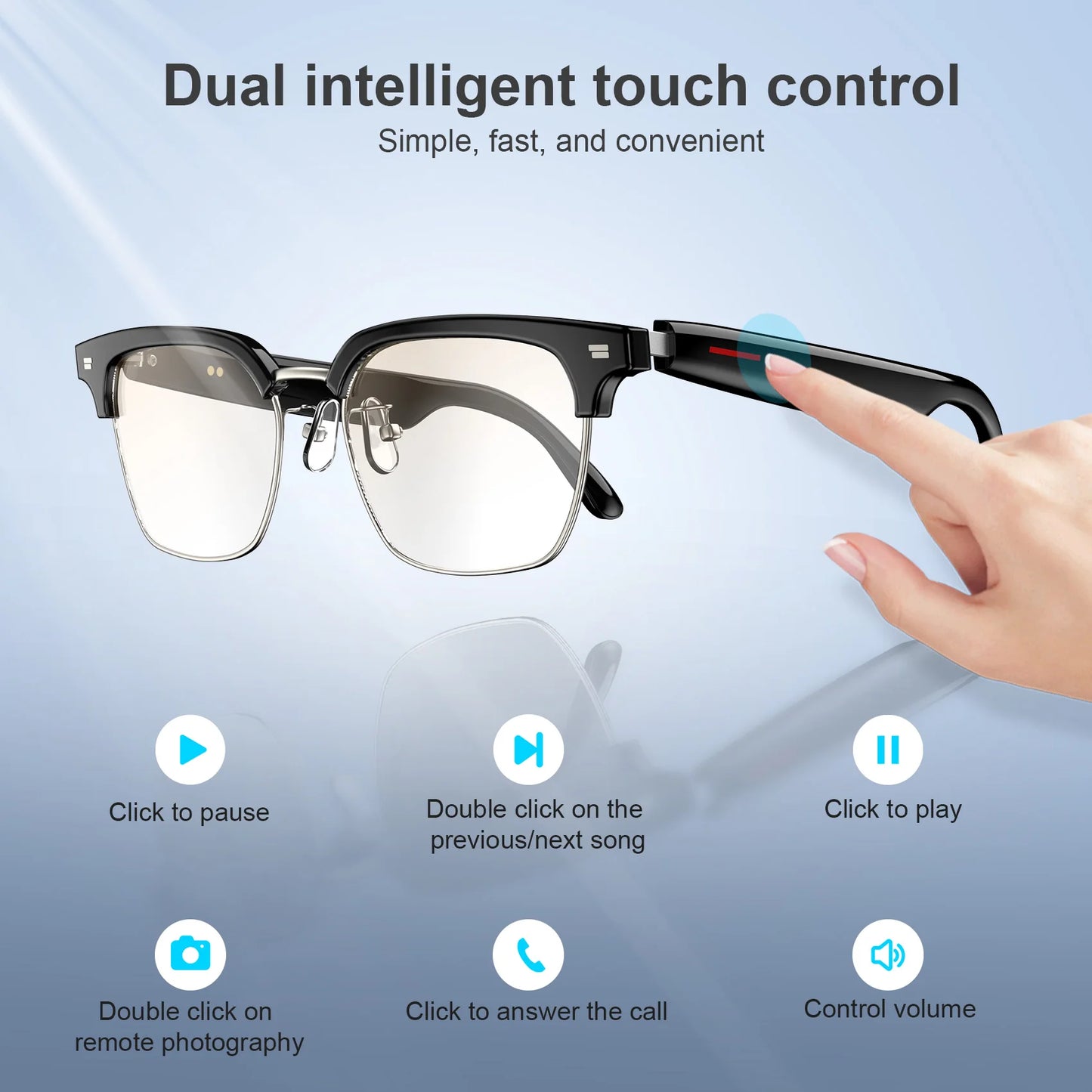 Blackview E1306 Smart Glasses for Men Women Bluetooth Call  AI Voice Mic & Speaker
