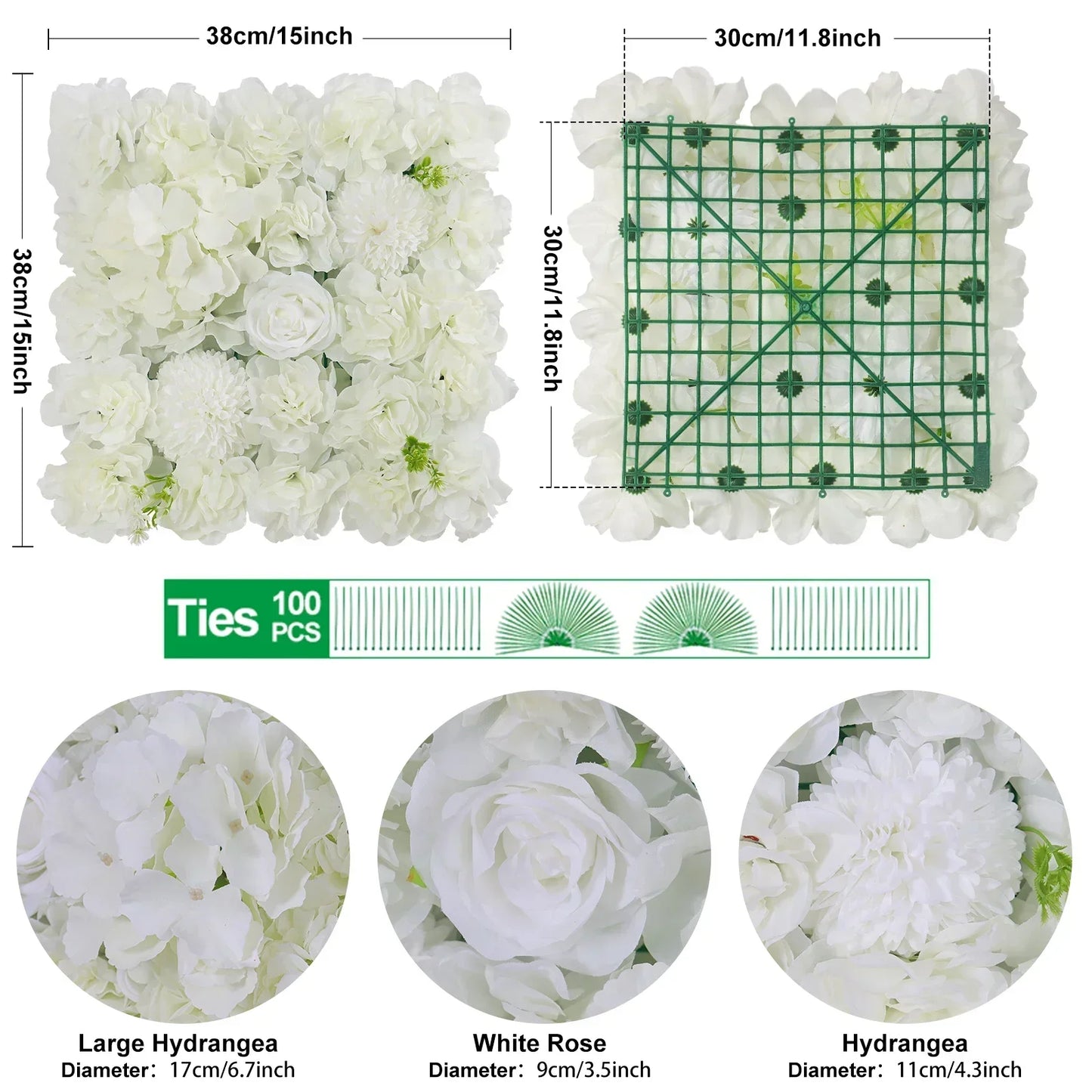 12PCS Artificial Flowers Roses Wall Panel 3D Flower Backdrop Outdoor Decoration