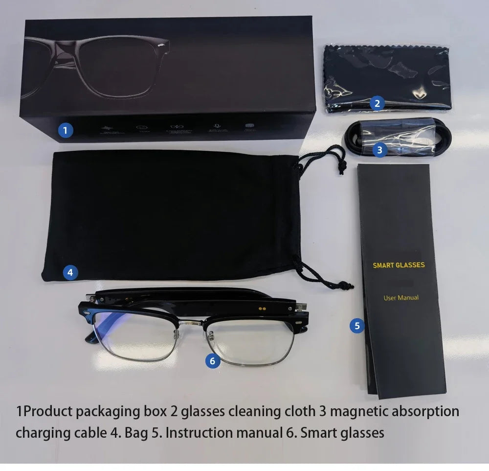 Blackview E1306 Smart Glasses for Men Women Bluetooth Call  AI Voice Mic & Speaker