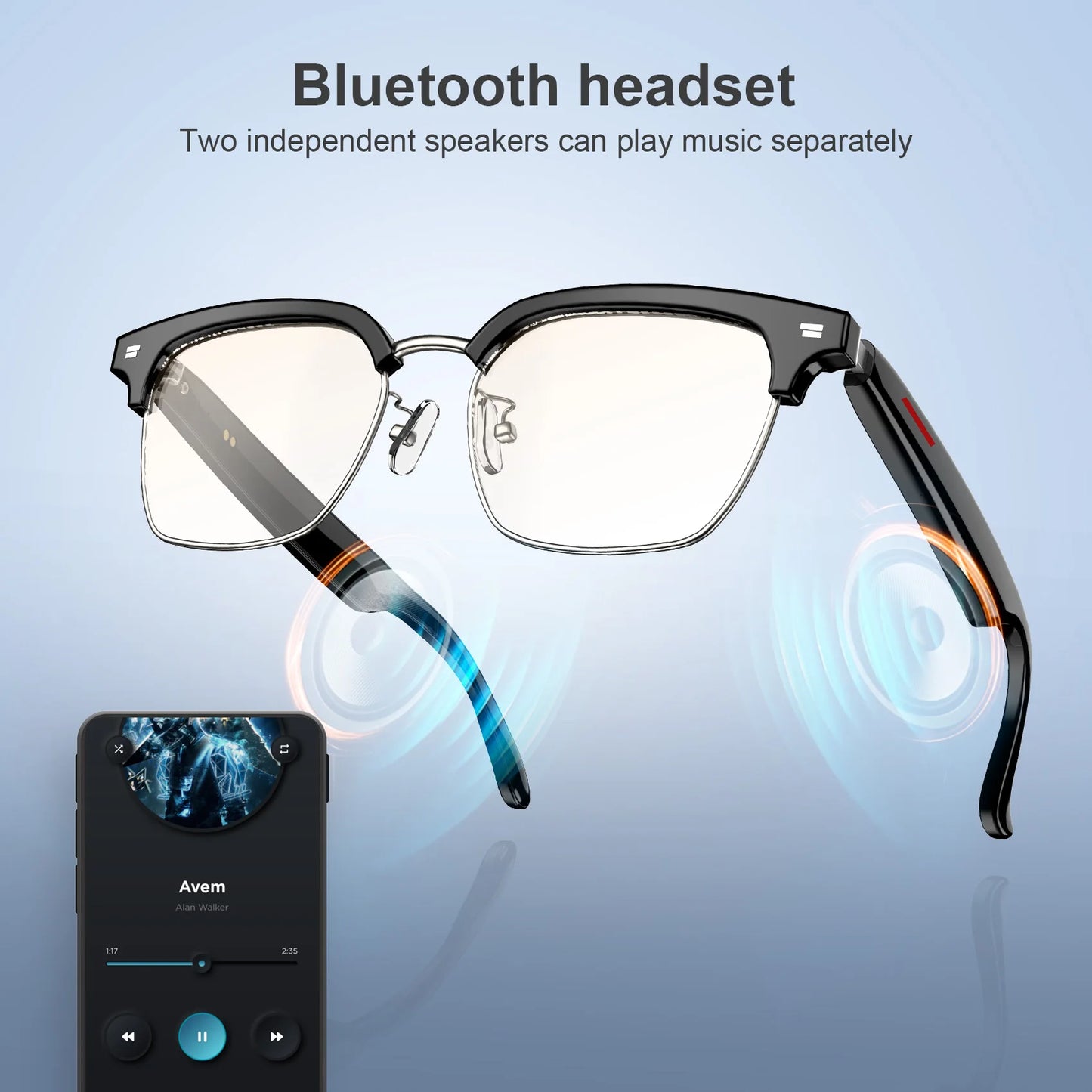 Blackview E1306 Smart Glasses for Men Women Bluetooth Call  AI Voice Mic & Speaker
