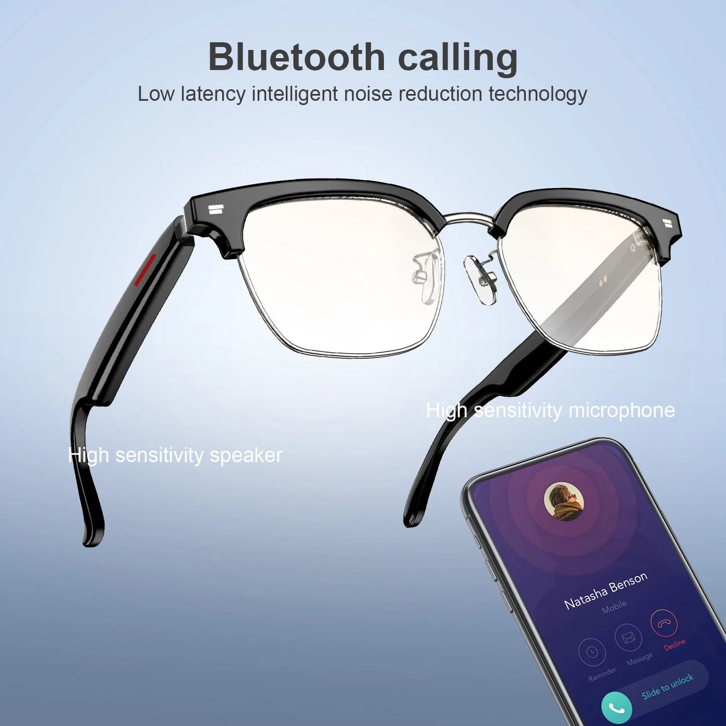Blackview E1306 Smart Glasses for Men Women Bluetooth Call  AI Voice Mic & Speaker