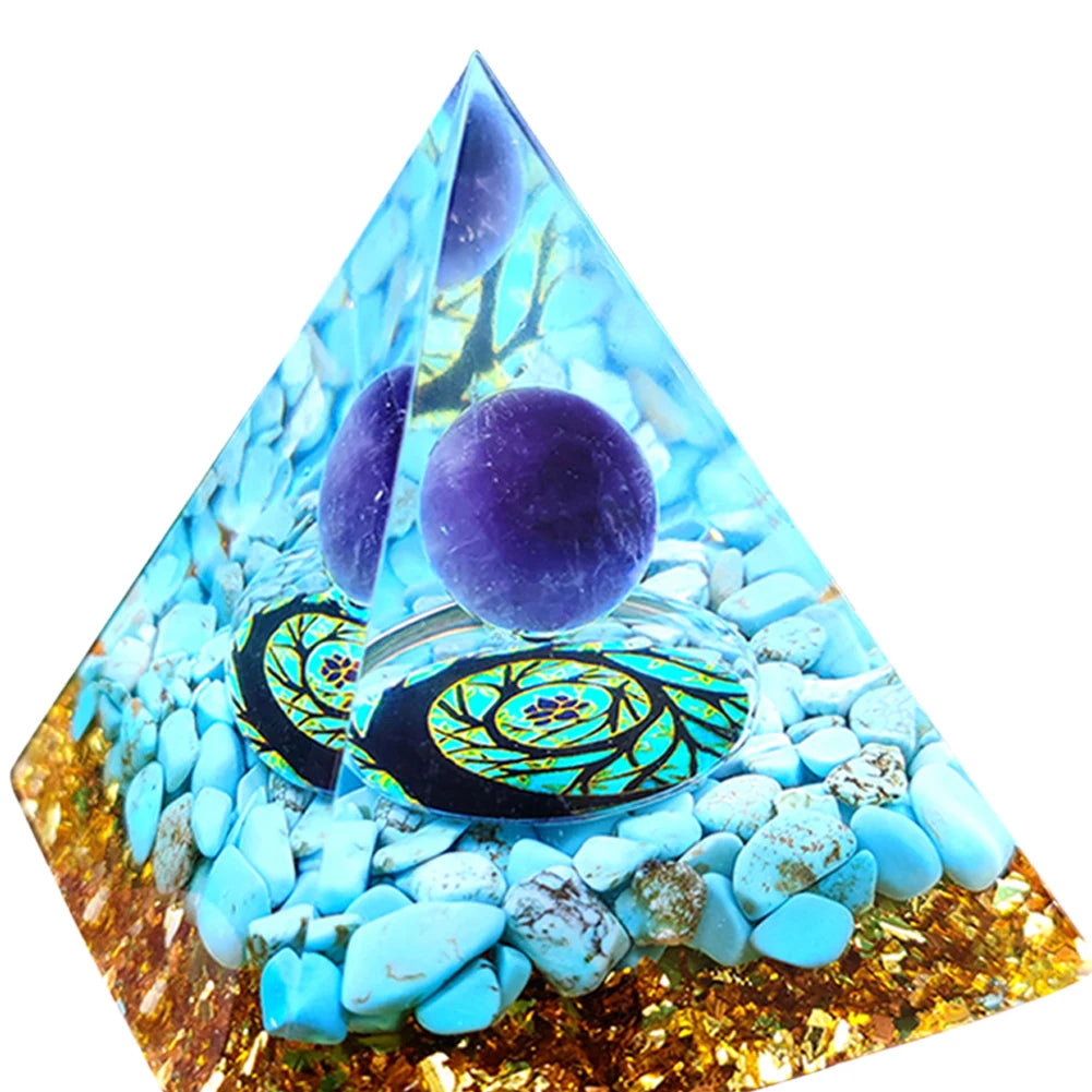 Transparent Crystal Orgonite Pyramid Sculpture Resin Art Craft Decor