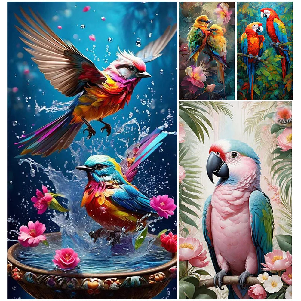 5D DIY Full Round Drill Diamond Painting Bird Kit Home Decor Art Craft 40x70cm