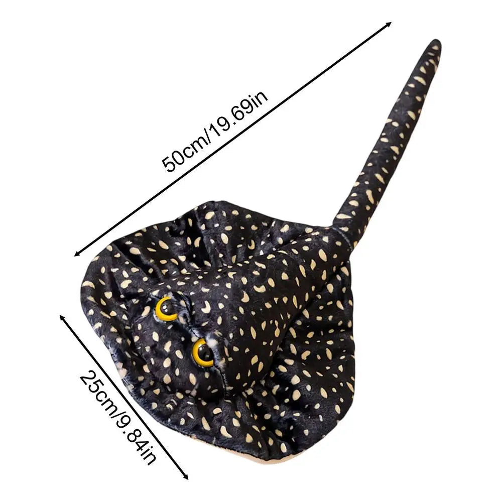 Snuggly Black Diamond Stingray Plush – Cute Ocean Pillow for Kids