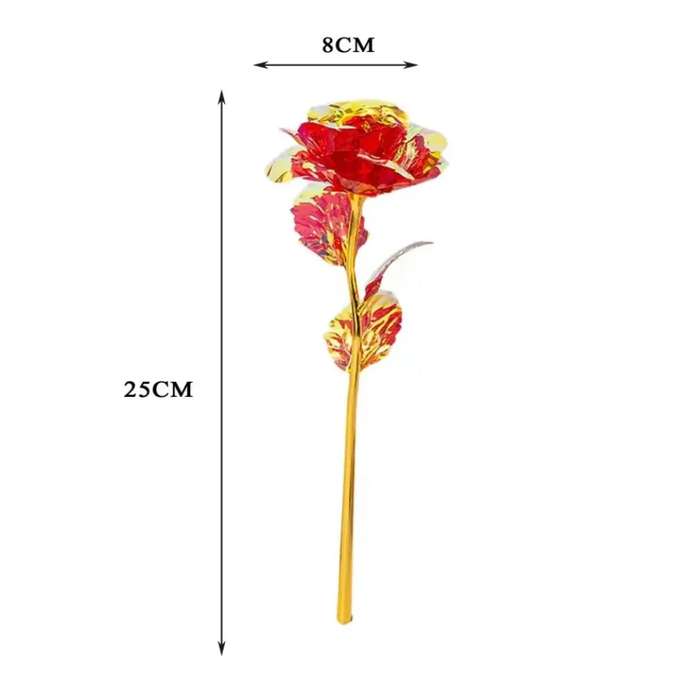 10pcs Eternal Rose Colorful Gold Rose Mother's Day Valentine's Day Simulation Gold Pot Foil Flower Gift Home Decoration