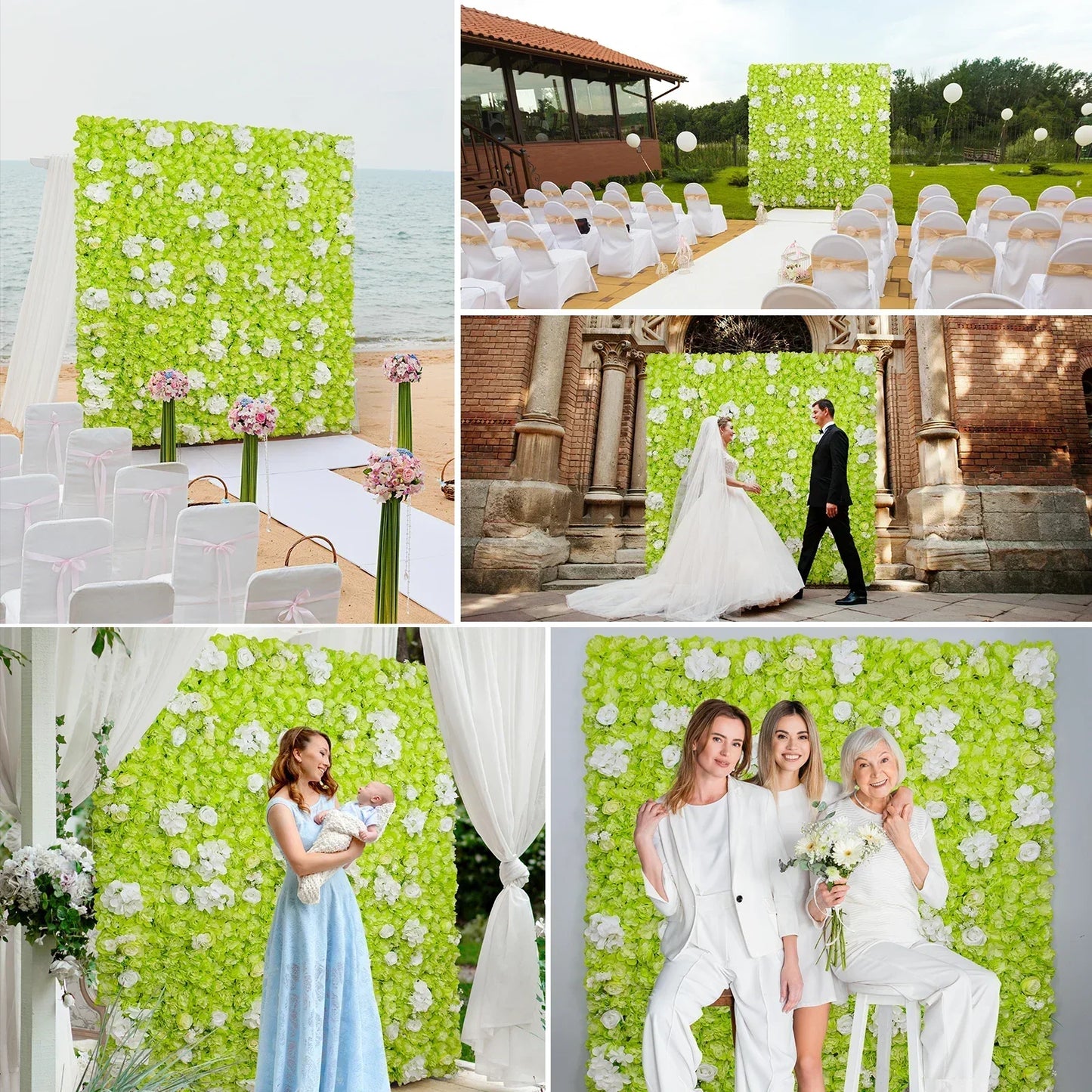 12PCS Artificial Flowers Roses Wall Panel 3D Flower Backdrop Outdoor Decoration