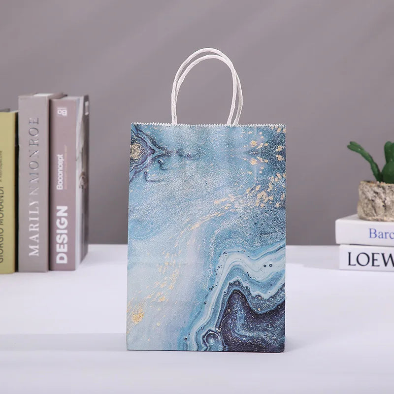 Elegant Marble Design Gift Bag with Handle 5pcs