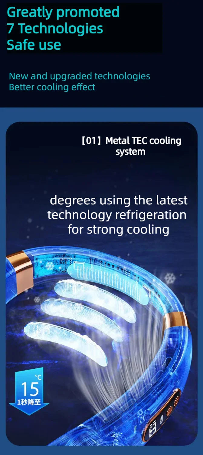 Ultra Cool Bladeless Neck Fan with LED