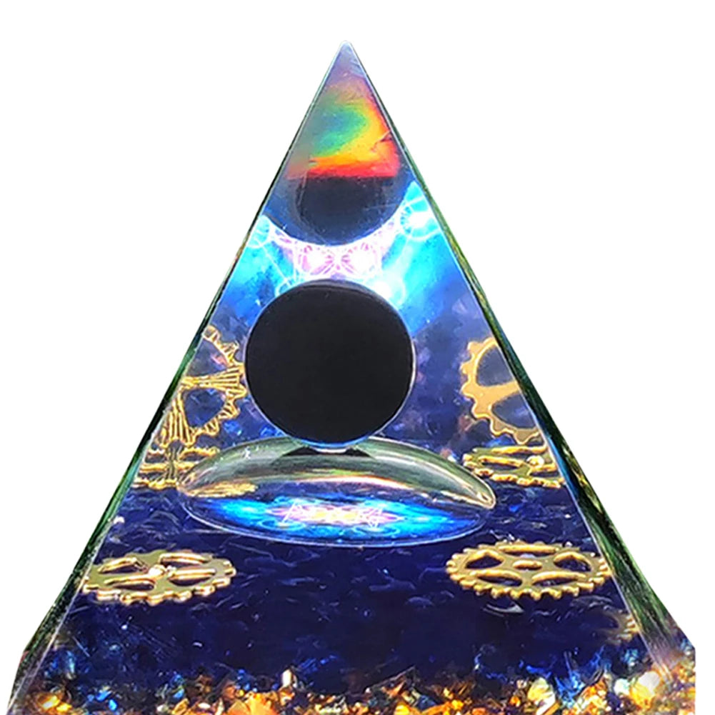 Transparent Crystal Orgonite Pyramid Sculpture Resin Art Craft Decor