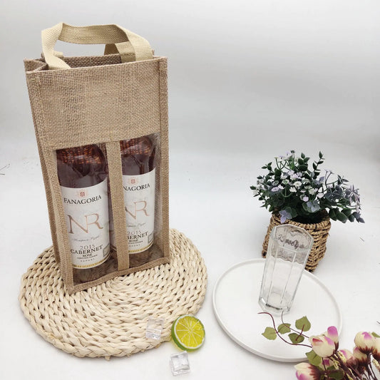 European Style Jute Wine Tote Gift Bag