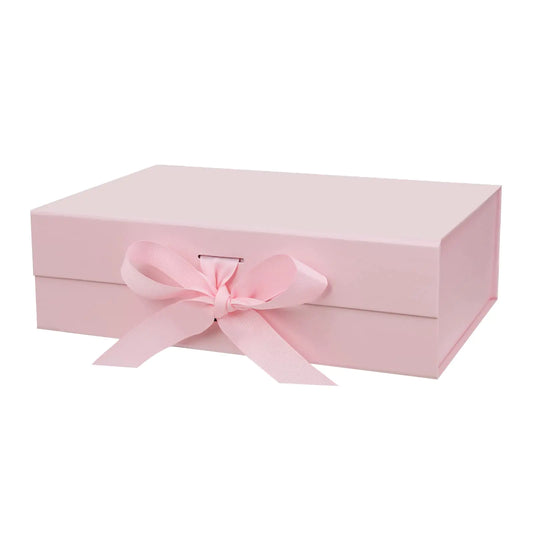 Pink Magnetic Gift Box with Lid and Ribbon