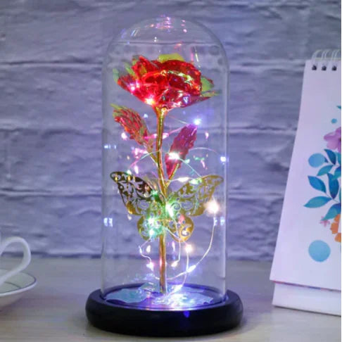 Gift Box: Eternal Crystal Rose with Glass Dome