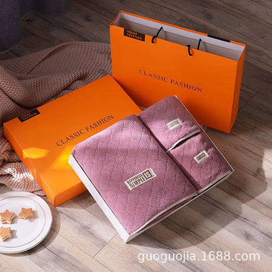 Thick Jacquard Coral Fleece Towel Gift Set