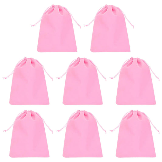 Pink Velvet Drawstring Gift Bags 7 x 9 Inch 8pcs