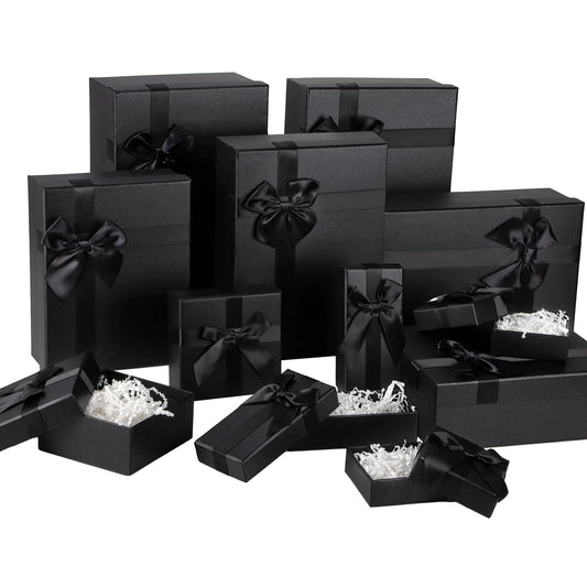 Elegant Black Gift Boxes 12pcs